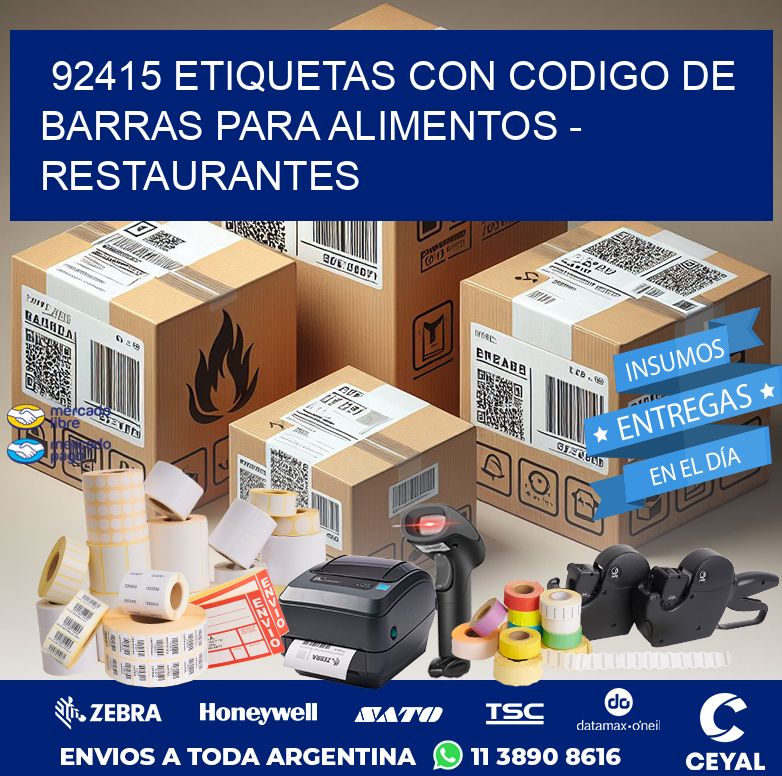 92415 ETIQUETAS CON CODIGO DE BARRAS PARA ALIMENTOS - RESTAURANTES