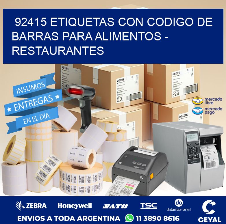 92415 ETIQUETAS CON CODIGO DE BARRAS PARA ALIMENTOS - RESTAURANTES