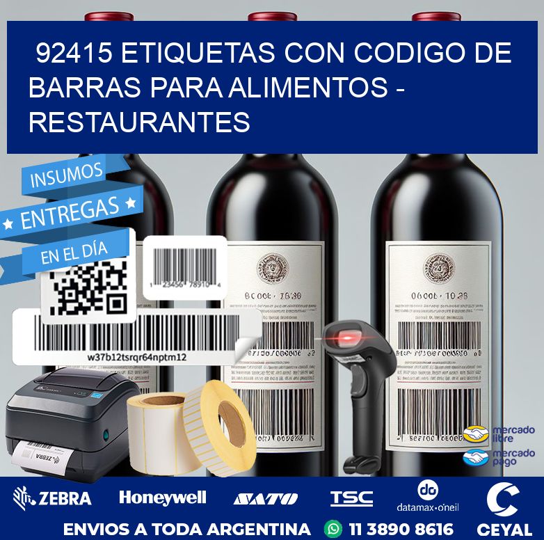92415 ETIQUETAS CON CODIGO DE BARRAS PARA ALIMENTOS - RESTAURANTES