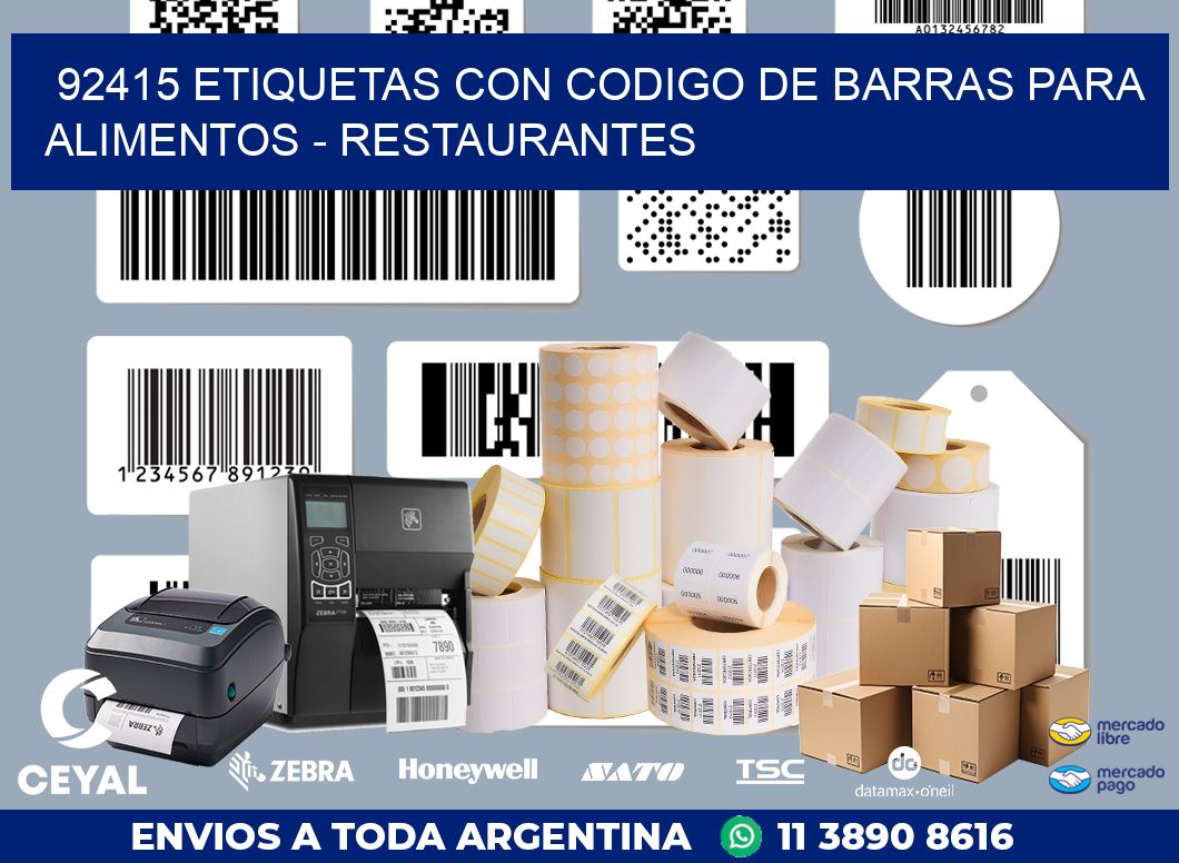 92415 ETIQUETAS CON CODIGO DE BARRAS PARA ALIMENTOS – RESTAURANTES
