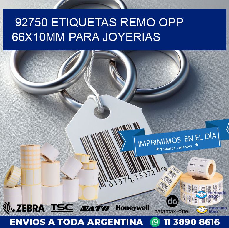 92750 ETIQUETAS REMO OPP 66X10MM PARA JOYERIAS