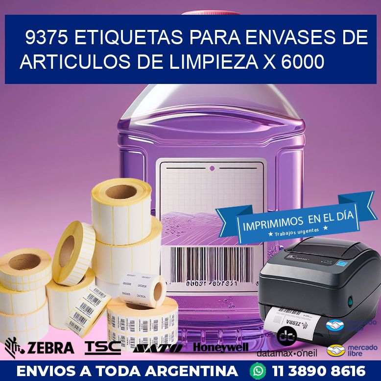 9375 ETIQUETAS PARA ENVASES DE ARTICULOS DE LIMPIEZA X 6000