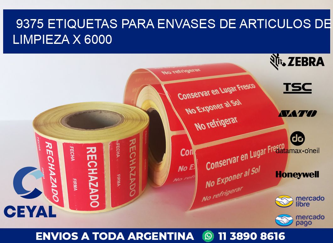 9375 ETIQUETAS PARA ENVASES DE ARTICULOS DE LIMPIEZA X 6000