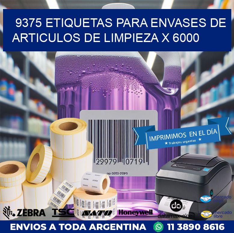 9375 ETIQUETAS PARA ENVASES DE ARTICULOS DE LIMPIEZA X 6000