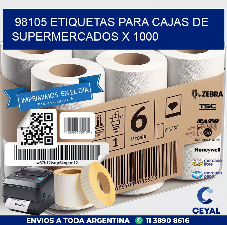 98105 ETIQUETAS PARA CAJAS DE SUPERMERCADOS X 1000