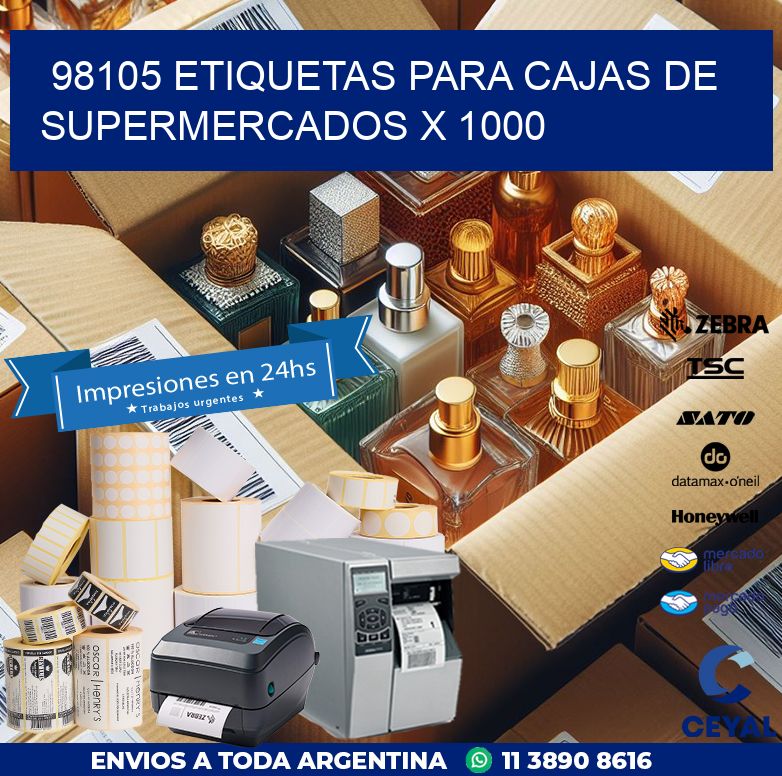 98105 ETIQUETAS PARA CAJAS DE SUPERMERCADOS X 1000