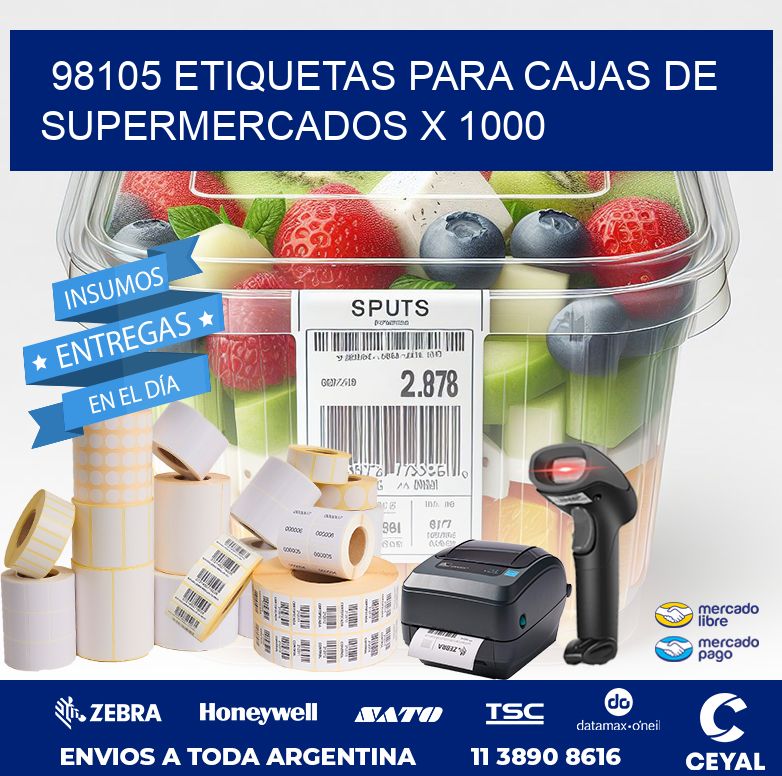 98105 ETIQUETAS PARA CAJAS DE SUPERMERCADOS X 1000