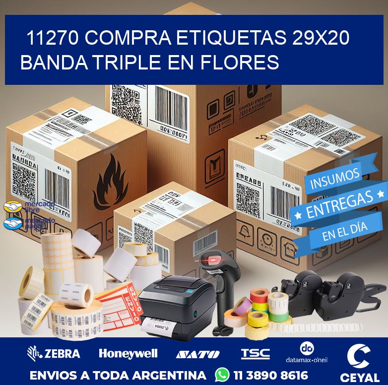 11270 COMPRA ETIQUETAS 29X20 BANDA TRIPLE EN FLORES