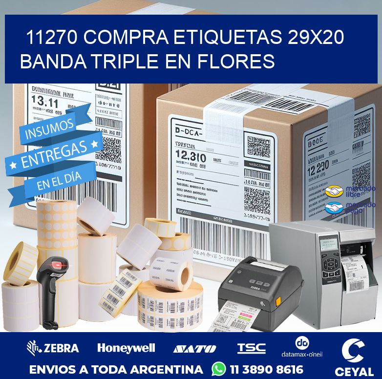 11270 COMPRA ETIQUETAS 29X20 BANDA TRIPLE EN FLORES