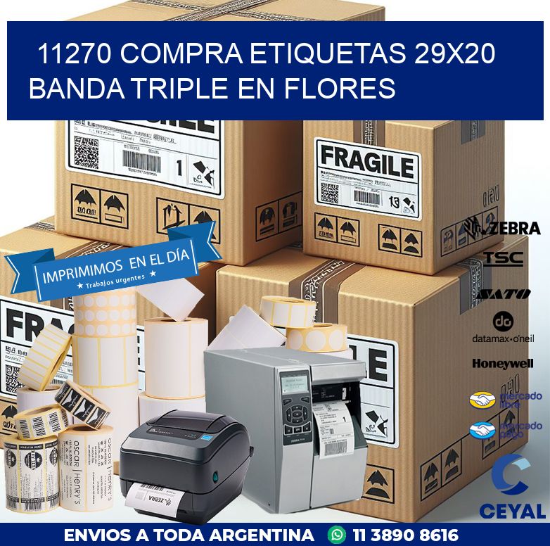 11270 COMPRA ETIQUETAS 29X20 BANDA TRIPLE EN FLORES