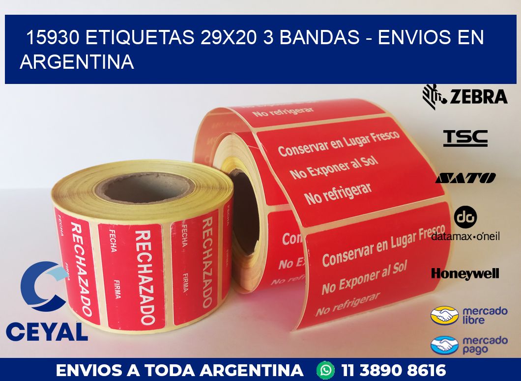 15930 ETIQUETAS 29X20 3 BANDAS - ENVIOS EN ARGENTINA