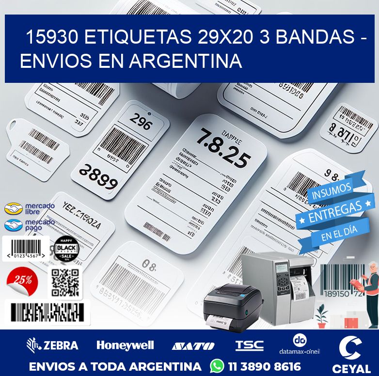 15930 ETIQUETAS 29X20 3 BANDAS - ENVIOS EN ARGENTINA