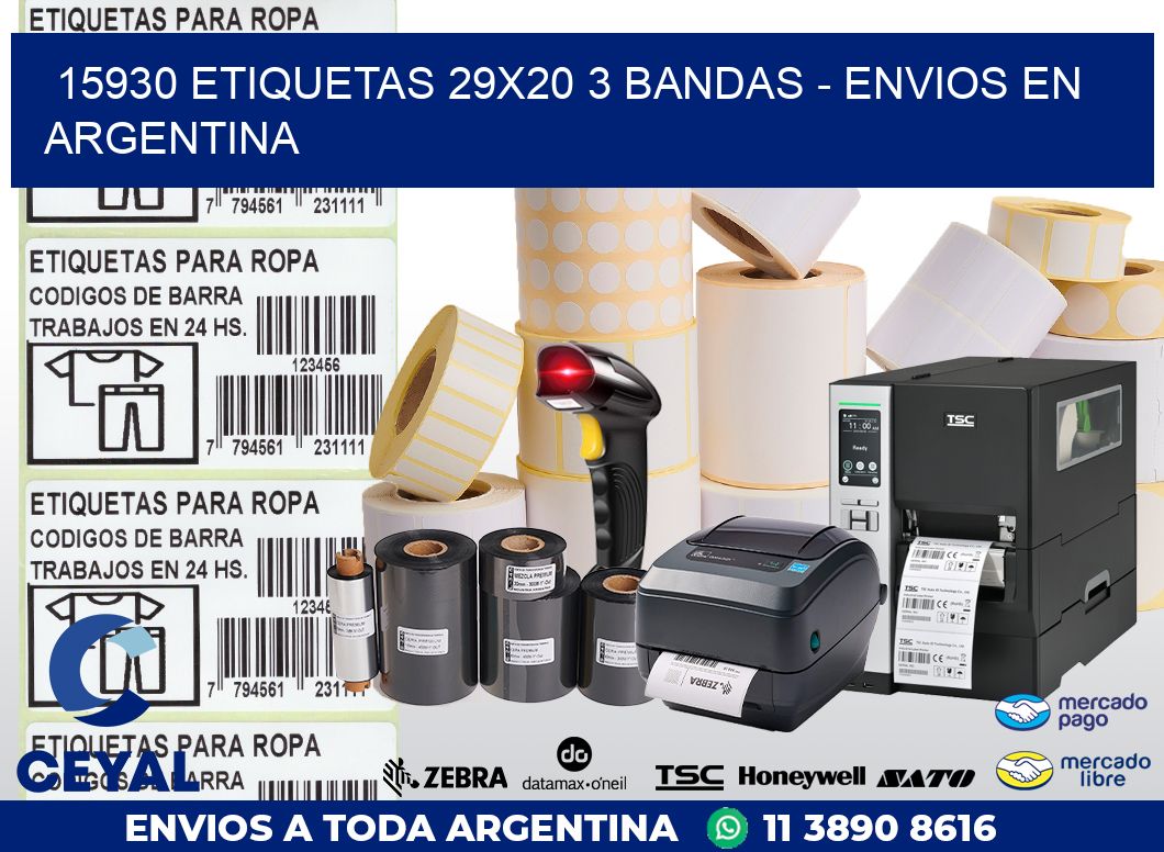 15930 ETIQUETAS 29X20 3 BANDAS – ENVIOS EN ARGENTINA