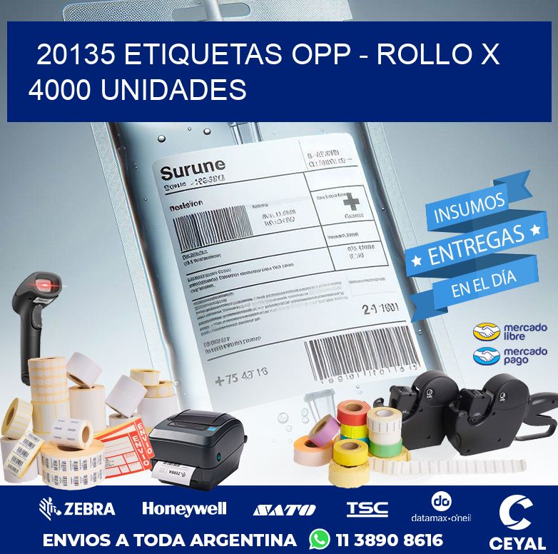 20135 ETIQUETAS OPP - ROLLO X 4000 UNIDADES