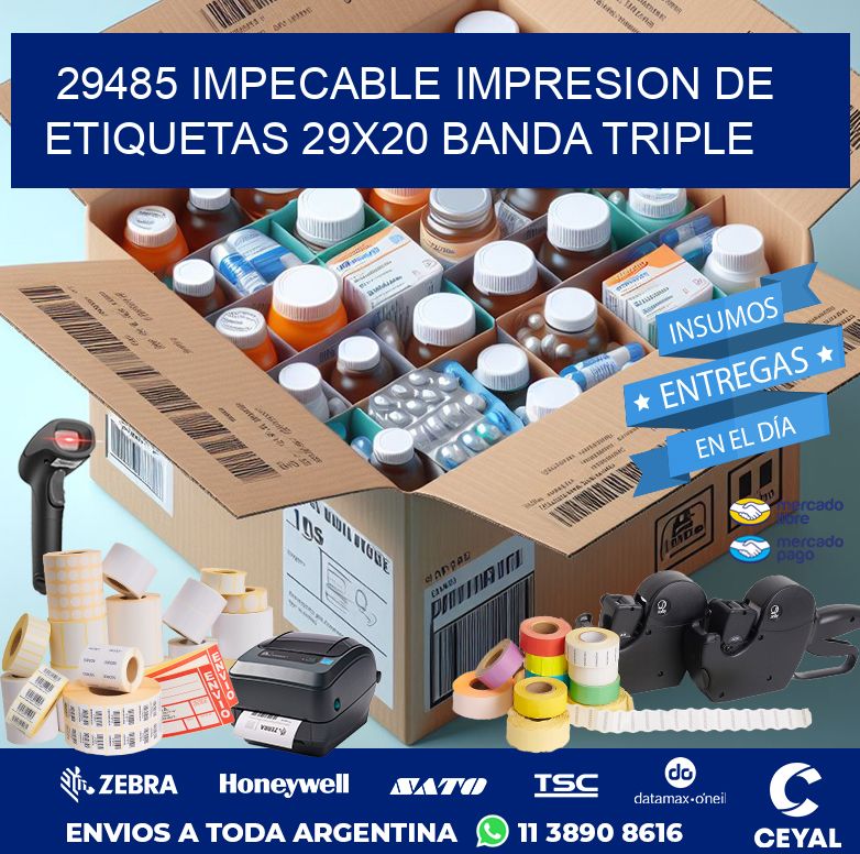 29485 IMPECABLE IMPRESION DE ETIQUETAS 29X20 BANDA TRIPLE
