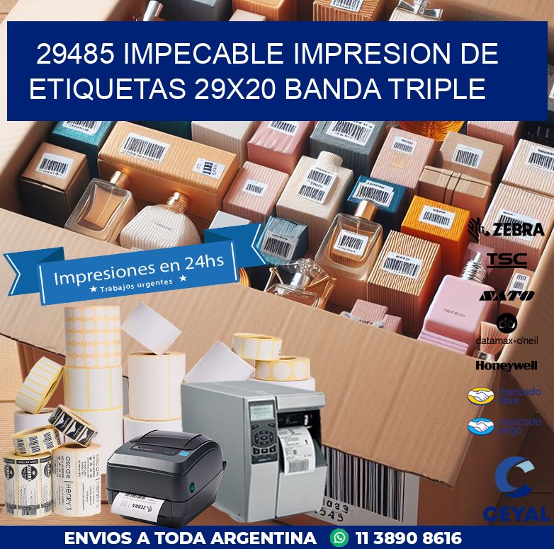 29485 IMPECABLE IMPRESION DE ETIQUETAS 29X20 BANDA TRIPLE