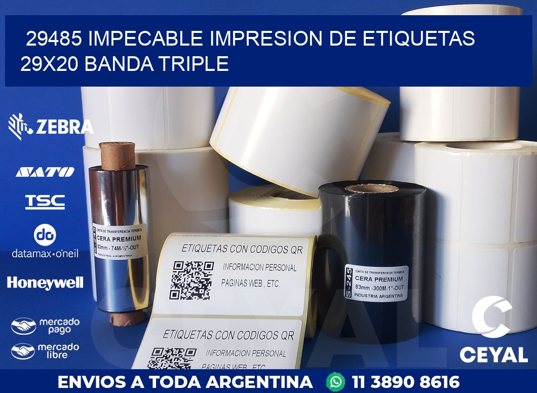 29485 IMPECABLE IMPRESION DE ETIQUETAS 29X20 BANDA TRIPLE