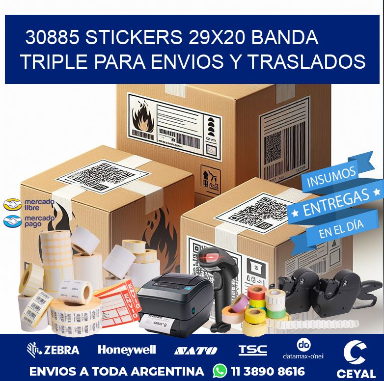 30885 STICKERS 29X20 BANDA TRIPLE PARA ENVIOS Y TRASLADOS