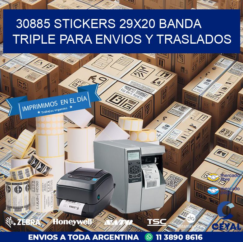 30885 STICKERS 29X20 BANDA TRIPLE PARA ENVIOS Y TRASLADOS