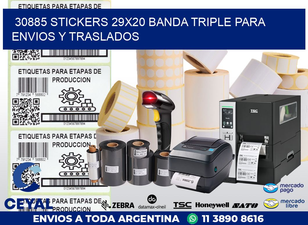 30885 STICKERS 29X20 BANDA TRIPLE PARA ENVIOS Y TRASLADOS