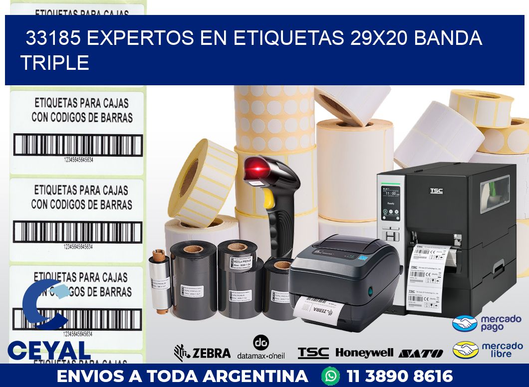 33185 EXPERTOS EN ETIQUETAS 29X20 BANDA TRIPLE