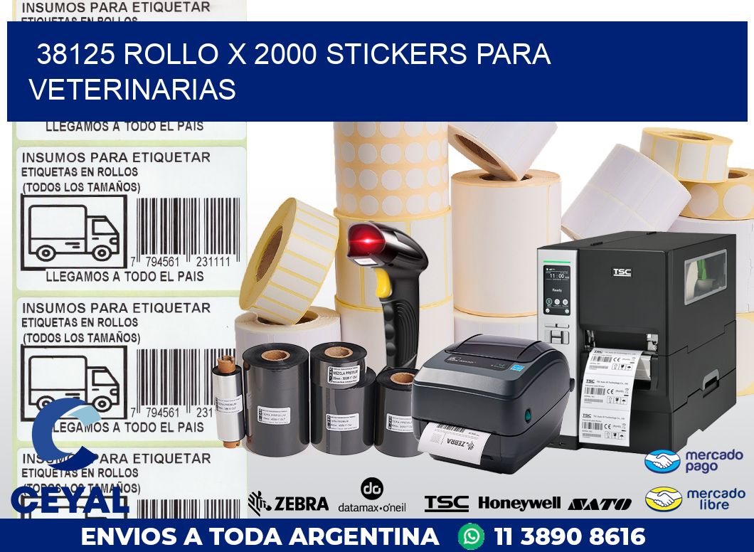 38125 ROLLO X 2000 STICKERS PARA VETERINARIAS