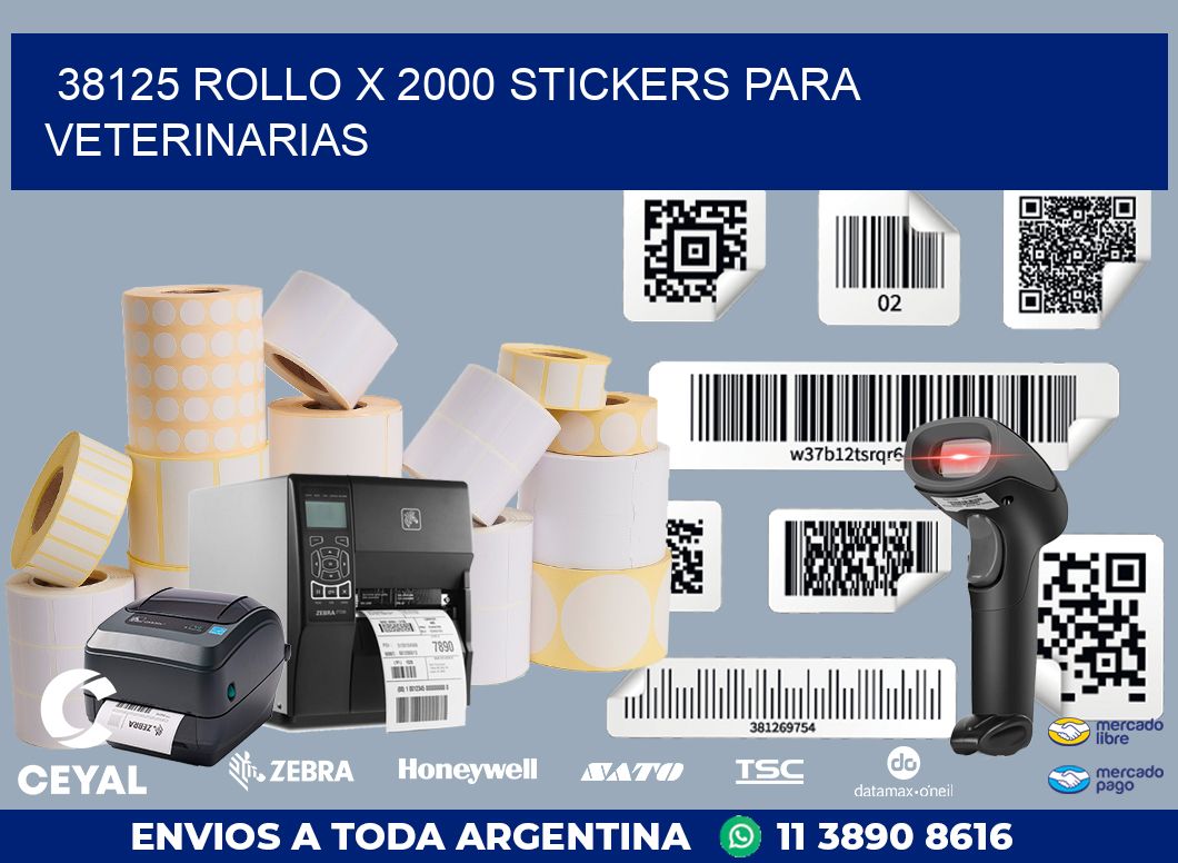 38125 ROLLO X 2000 STICKERS PARA VETERINARIAS