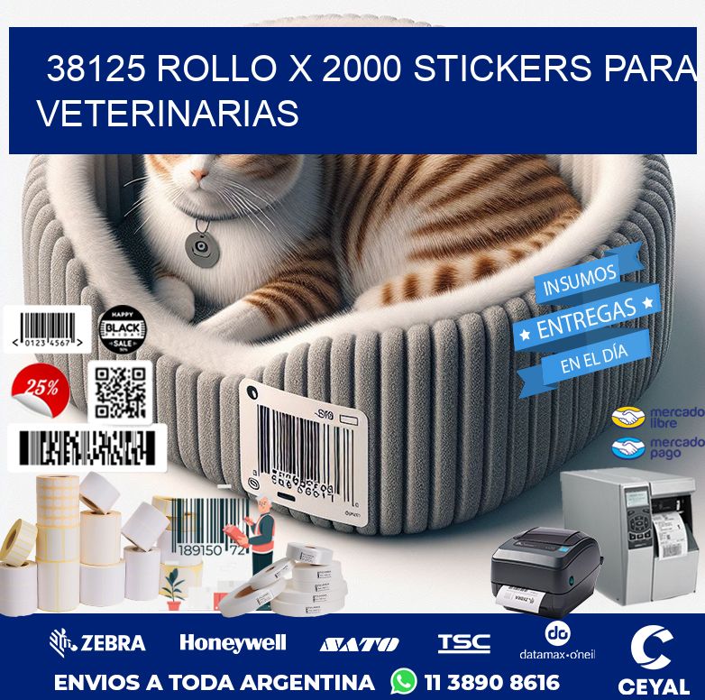 38125 ROLLO X 2000 STICKERS PARA VETERINARIAS