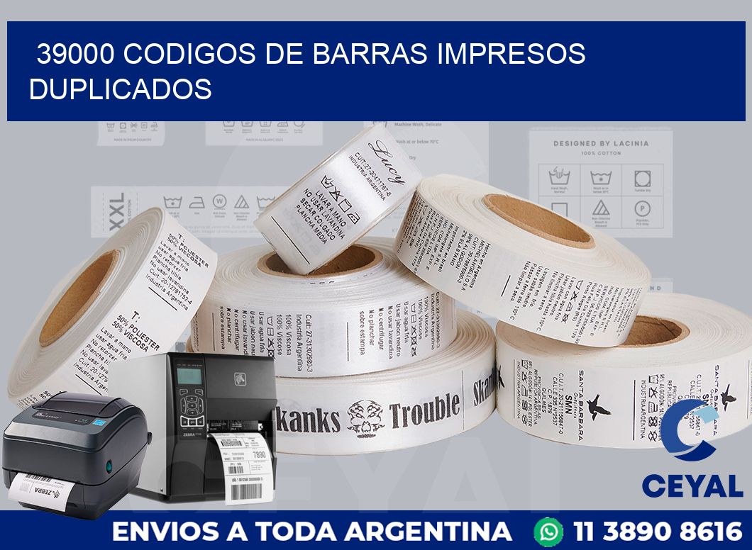 39000 codigos de barras impresos duplicados