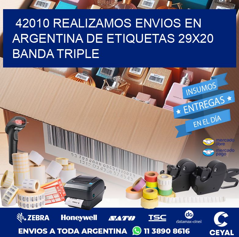 42010 REALIZAMOS ENVIOS EN ARGENTINA DE ETIQUETAS 29X20 BANDA TRIPLE