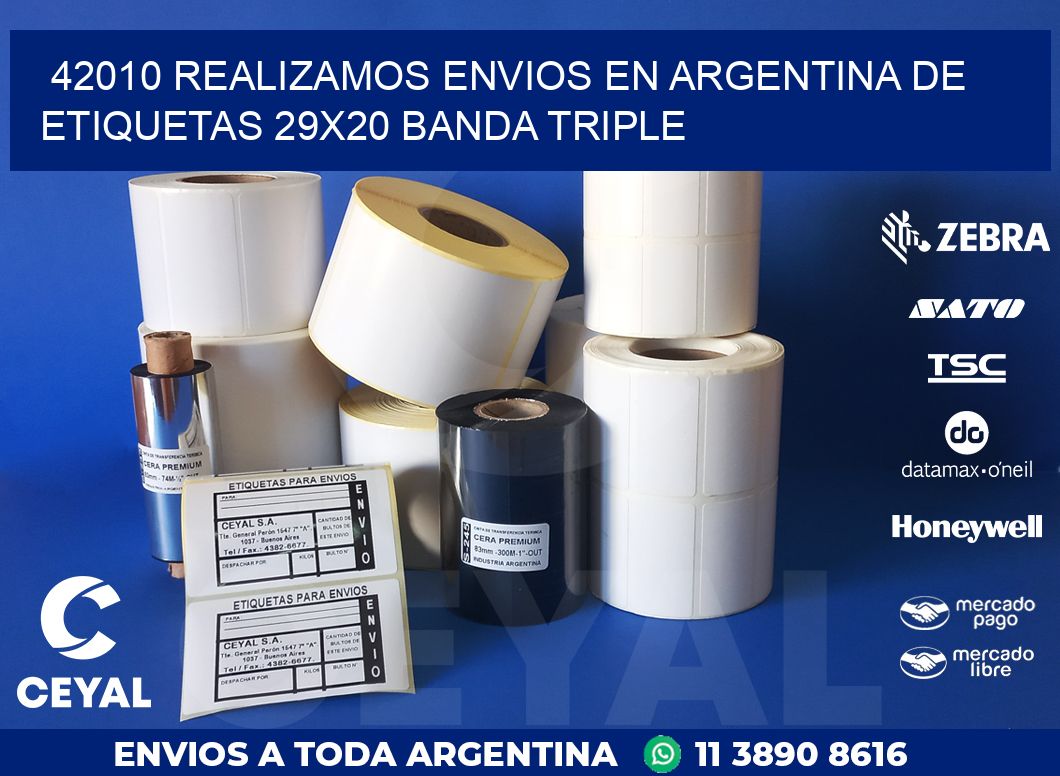 42010 REALIZAMOS ENVIOS EN ARGENTINA DE ETIQUETAS 29X20 BANDA TRIPLE