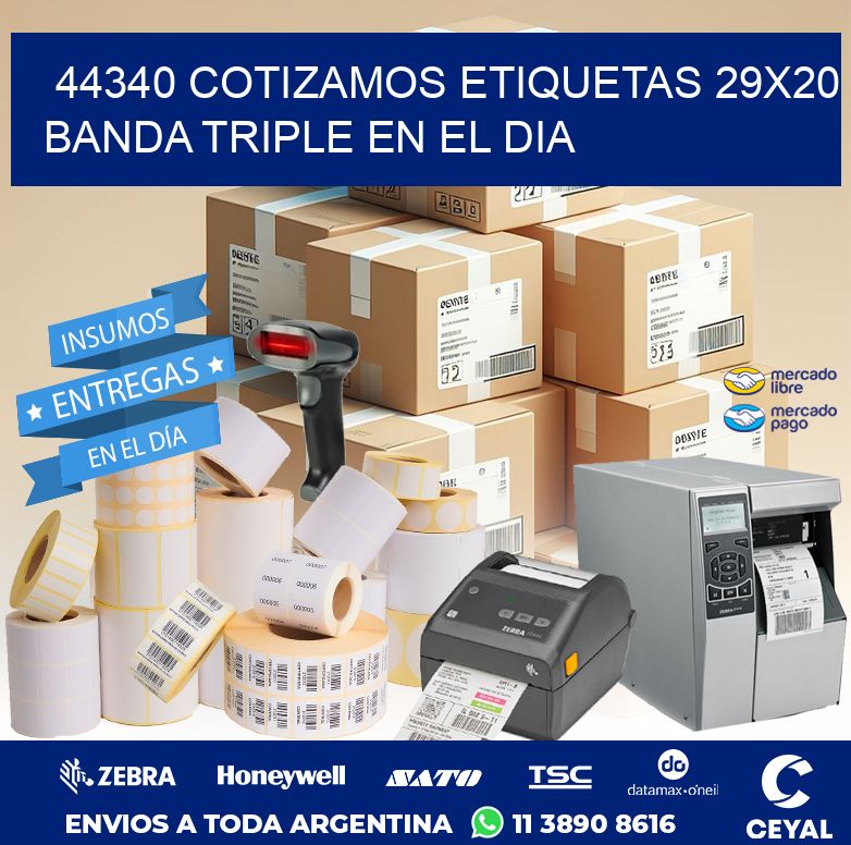 44340 COTIZAMOS ETIQUETAS 29X20 BANDA TRIPLE EN EL DIA