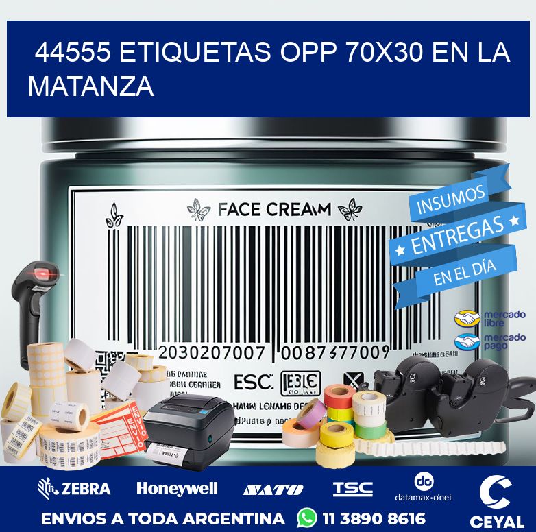44555 ETIQUETAS OPP 70X30 EN LA MATANZA