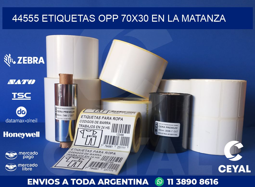 44555 ETIQUETAS OPP 70X30 EN LA MATANZA
