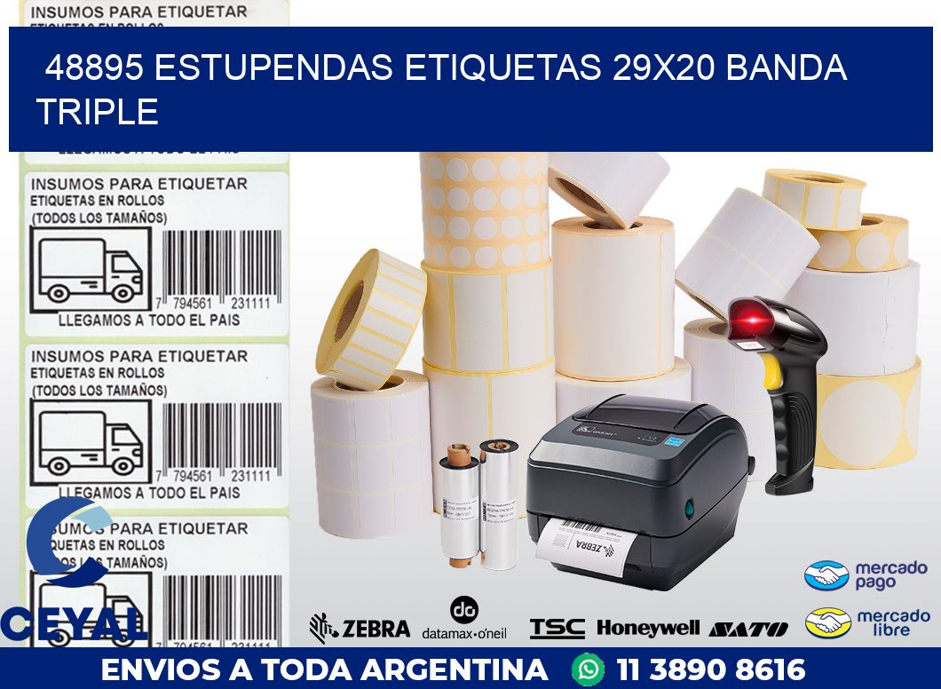 48895 ESTUPENDAS ETIQUETAS 29X20 BANDA TRIPLE