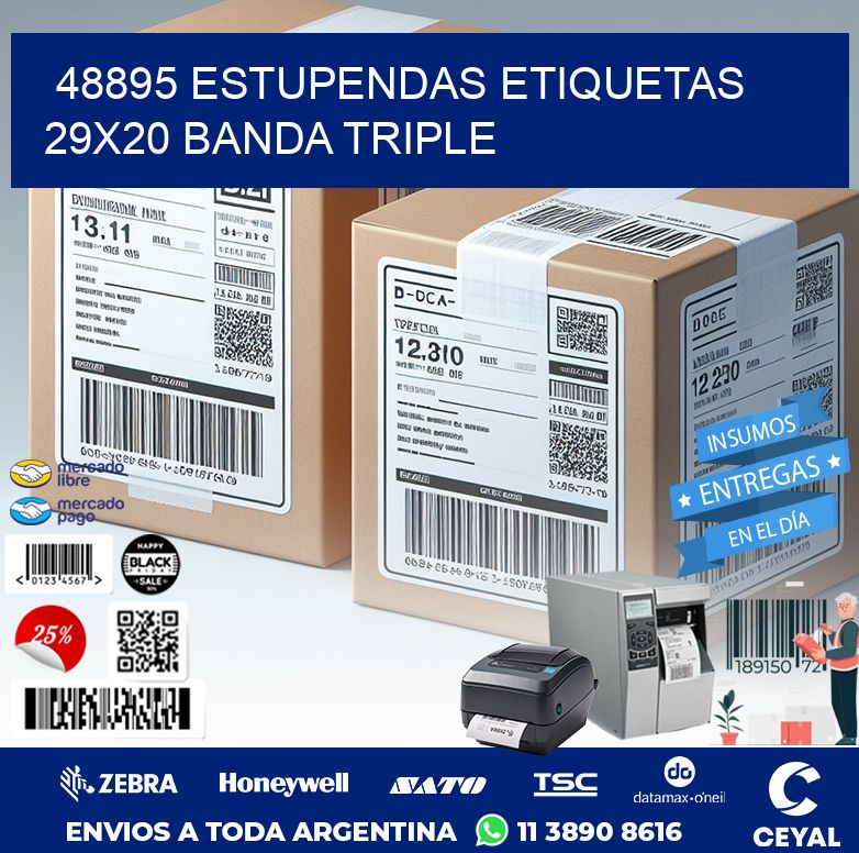 48895 ESTUPENDAS ETIQUETAS 29X20 BANDA TRIPLE