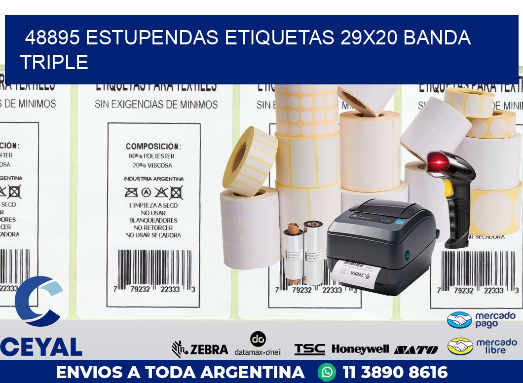 48895 ESTUPENDAS ETIQUETAS 29X20 BANDA TRIPLE