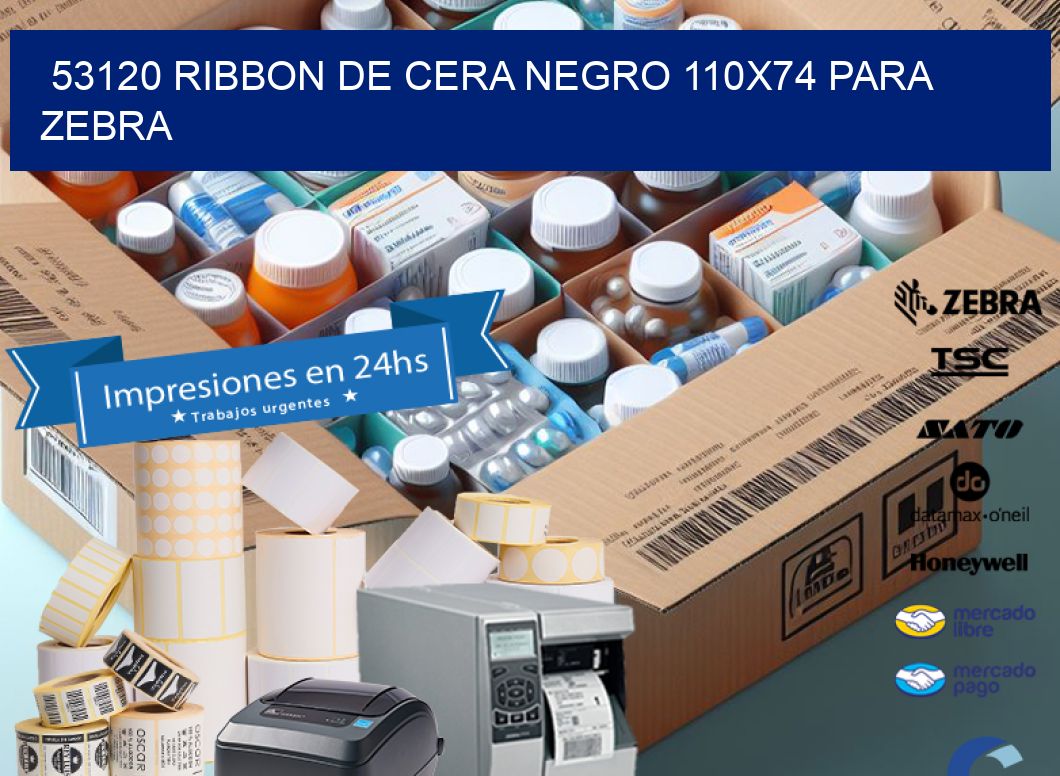 53120 RIBBON DE CERA NEGRO 110X74 PARA ZEBRA
