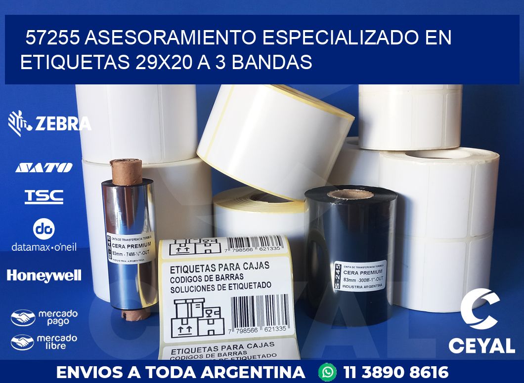 57255 ASESORAMIENTO ESPECIALIZADO EN ETIQUETAS 29X20 A 3 BANDAS