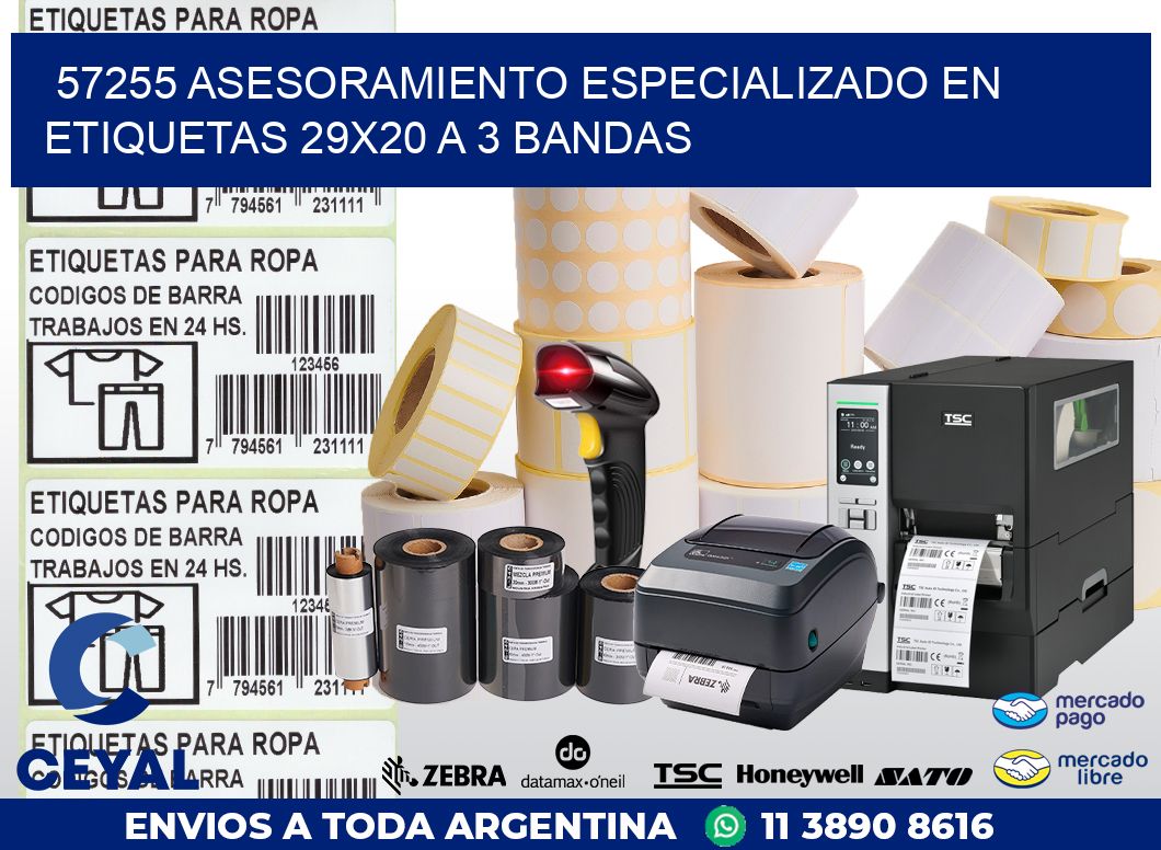 57255 ASESORAMIENTO ESPECIALIZADO EN ETIQUETAS 29X20 A 3 BANDAS