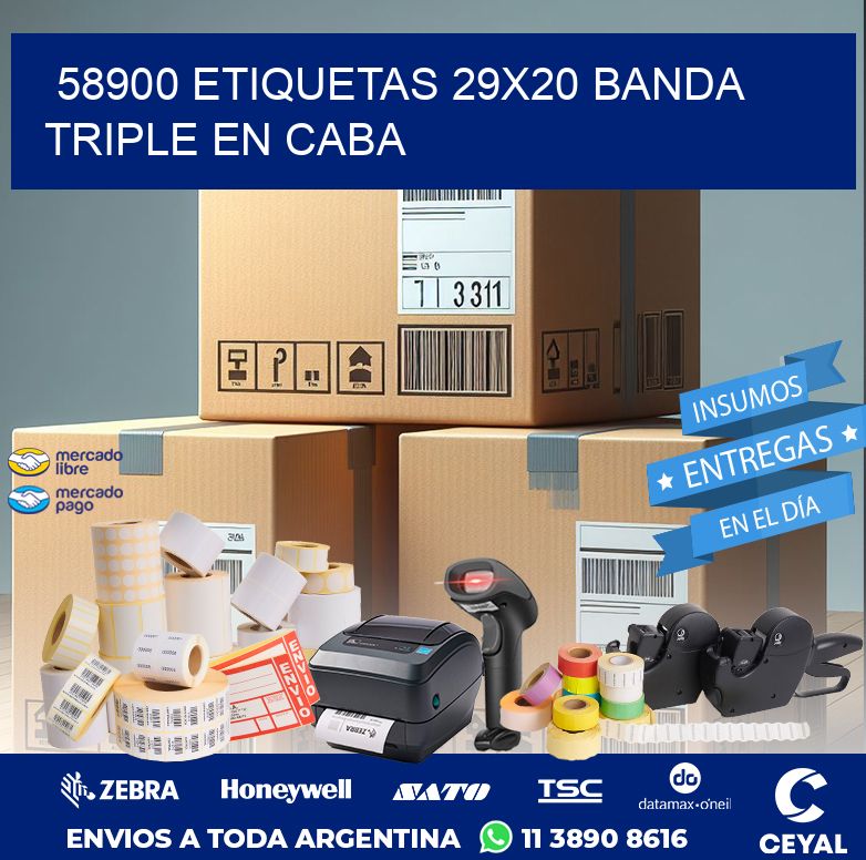 58900 ETIQUETAS 29X20 BANDA TRIPLE EN CABA