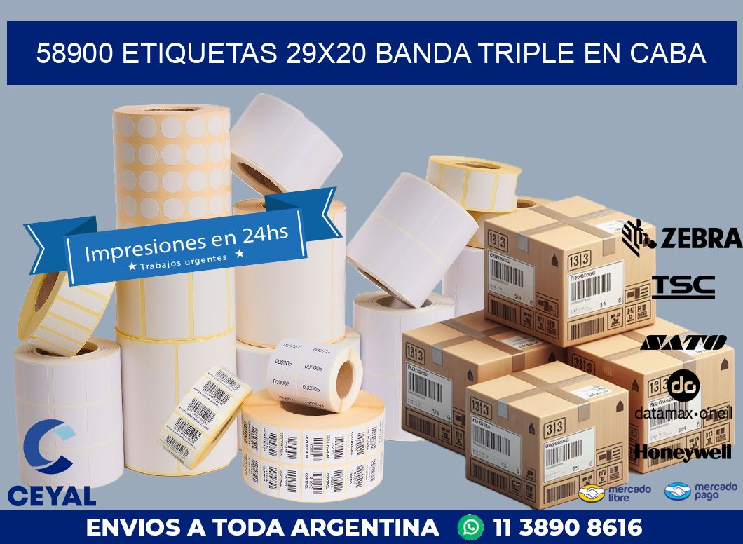58900 ETIQUETAS 29X20 BANDA TRIPLE EN CABA