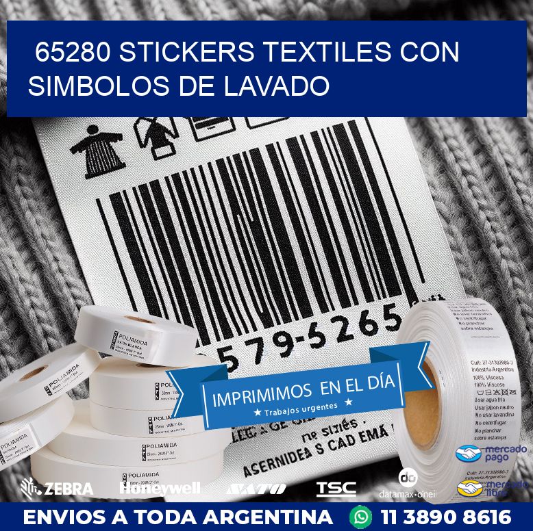 65280 STICKERS TEXTILES CON SIMBOLOS DE LAVADO