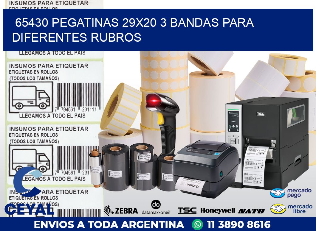 65430 PEGATINAS 29X20 3 BANDAS PARA DIFERENTES RUBROS