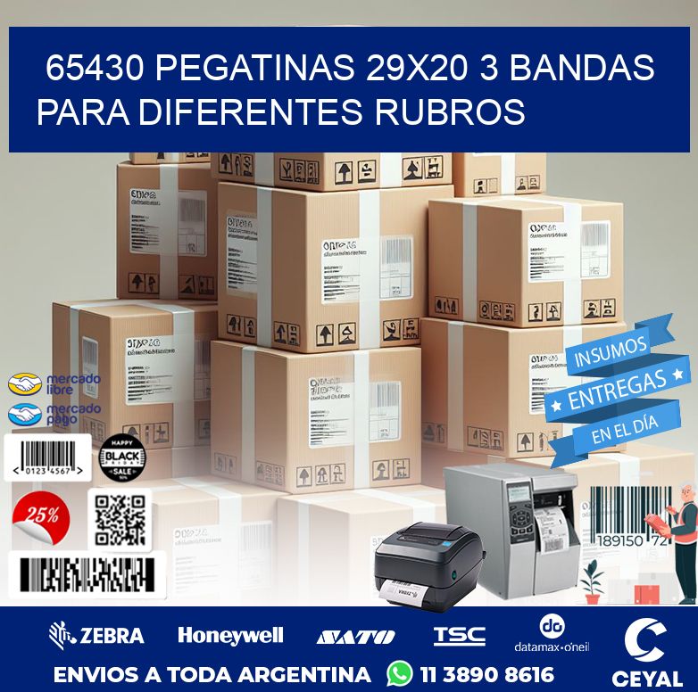 65430 PEGATINAS 29X20 3 BANDAS PARA DIFERENTES RUBROS