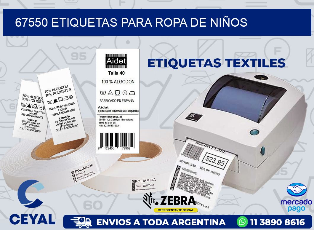 67550 ETIQUETAS PARA ROPA DE NIÑOS