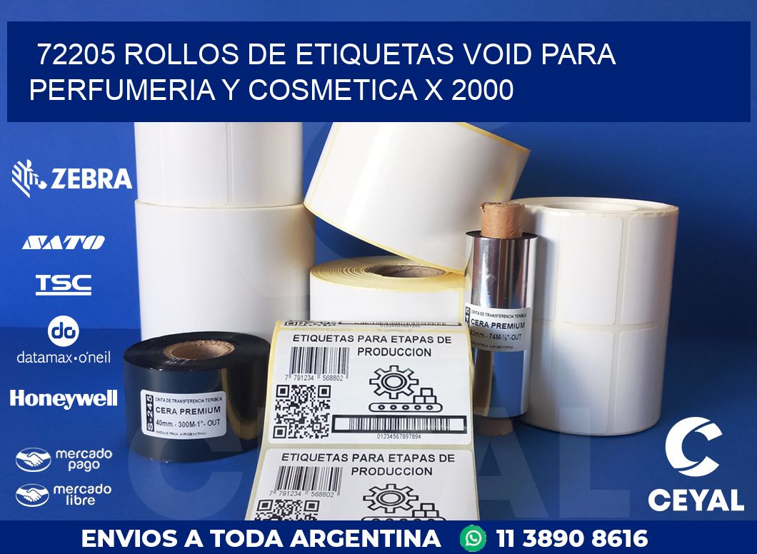 72205 ROLLOS DE ETIQUETAS VOID PARA PERFUMERIA Y COSMETICA X 2000
