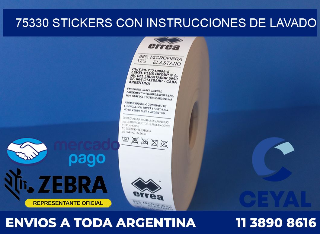 75330 STICKERS CON INSTRUCCIONES DE LAVADO