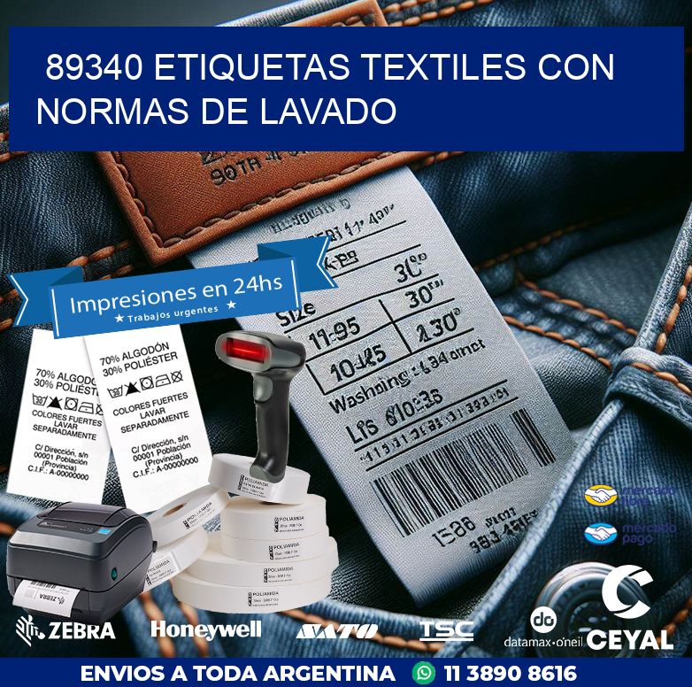 89340 ETIQUETAS TEXTILES CON NORMAS DE LAVADO
