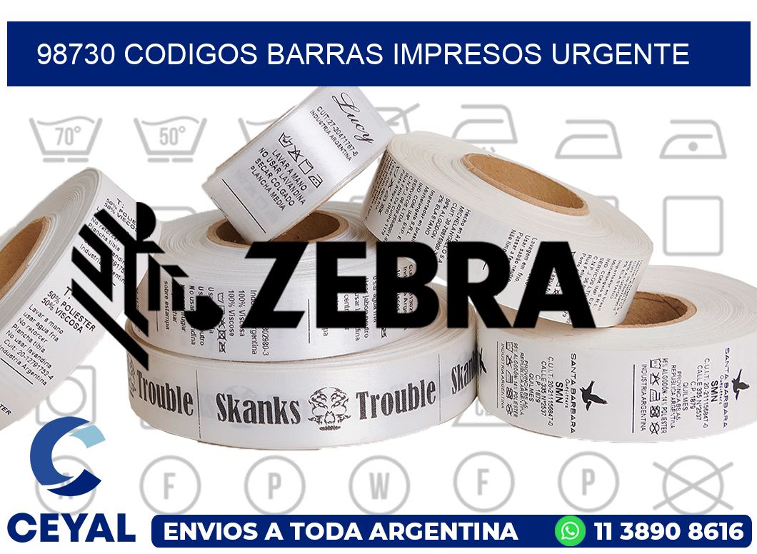 98730 CODIGOS BARRAS IMPRESOS URGENTE